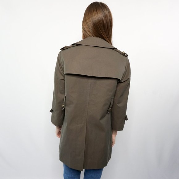 228. YVES SAINT LAURENT VINTAGE Double-Breasted Cotton Coat Sz 40 - Picture 4 of 7